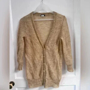 J Crew Mohair Alpaca Tan Cardigan Size S